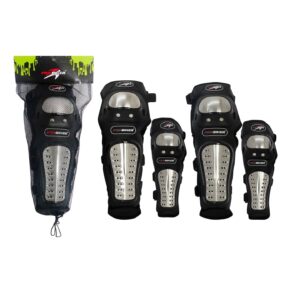 Set de Rodillera y Codera Protección Metálica para Motociclista Pro-Biker