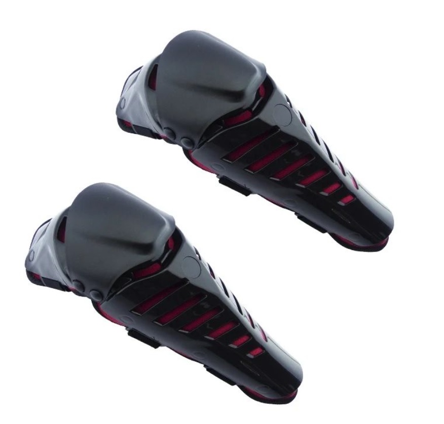 Protección Rodillera Articulada Para Moto Negra-roja El Par