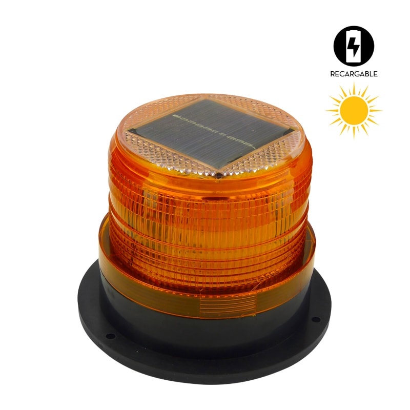 Baliza Led Solar Estrobo Ambar Con Imán Camión Maquinas