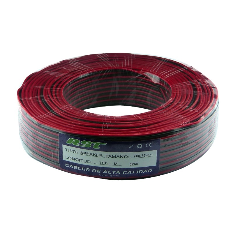 Cable Paralelo Rojo-negro Parlante 2x0.75mm 100mts