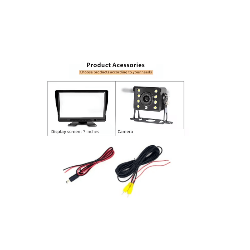 kit cámara CON LED RCA 12-24VOLT + MONITOR BUS CAMION TOLBA