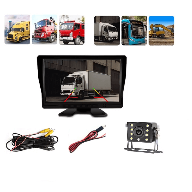 Monitor De 7 Para Vehículos Camión Bus+ Cámara Con Cable 15mts 12/24v